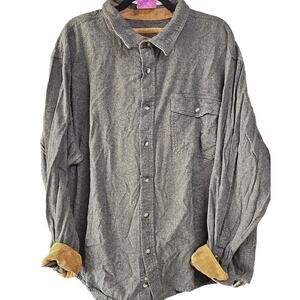 CQR Mens 3XL Flannel Shirt Grey Corduroy Lined Shacket Gorpcore Rugged Outdoor